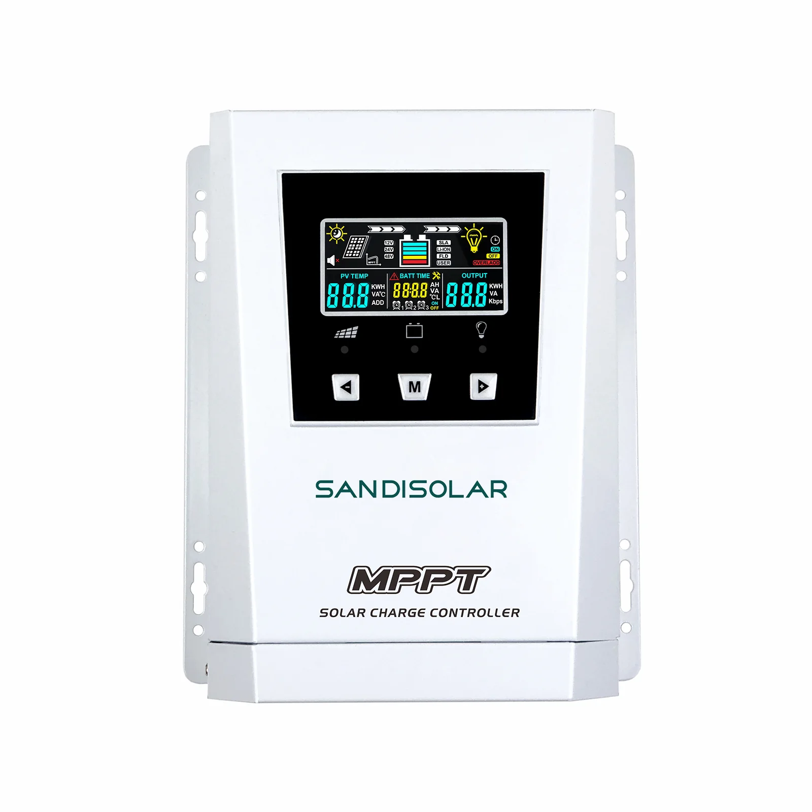 SANDISOLAR Smart MPPT Solar-Controller mit Farb-LCD-Bildschirm 60A 100A 12V/24V/36V/48V Systemspannungseinstellung Solarpanel-Batterieladegerät EU-Lagersteine steuerfrei