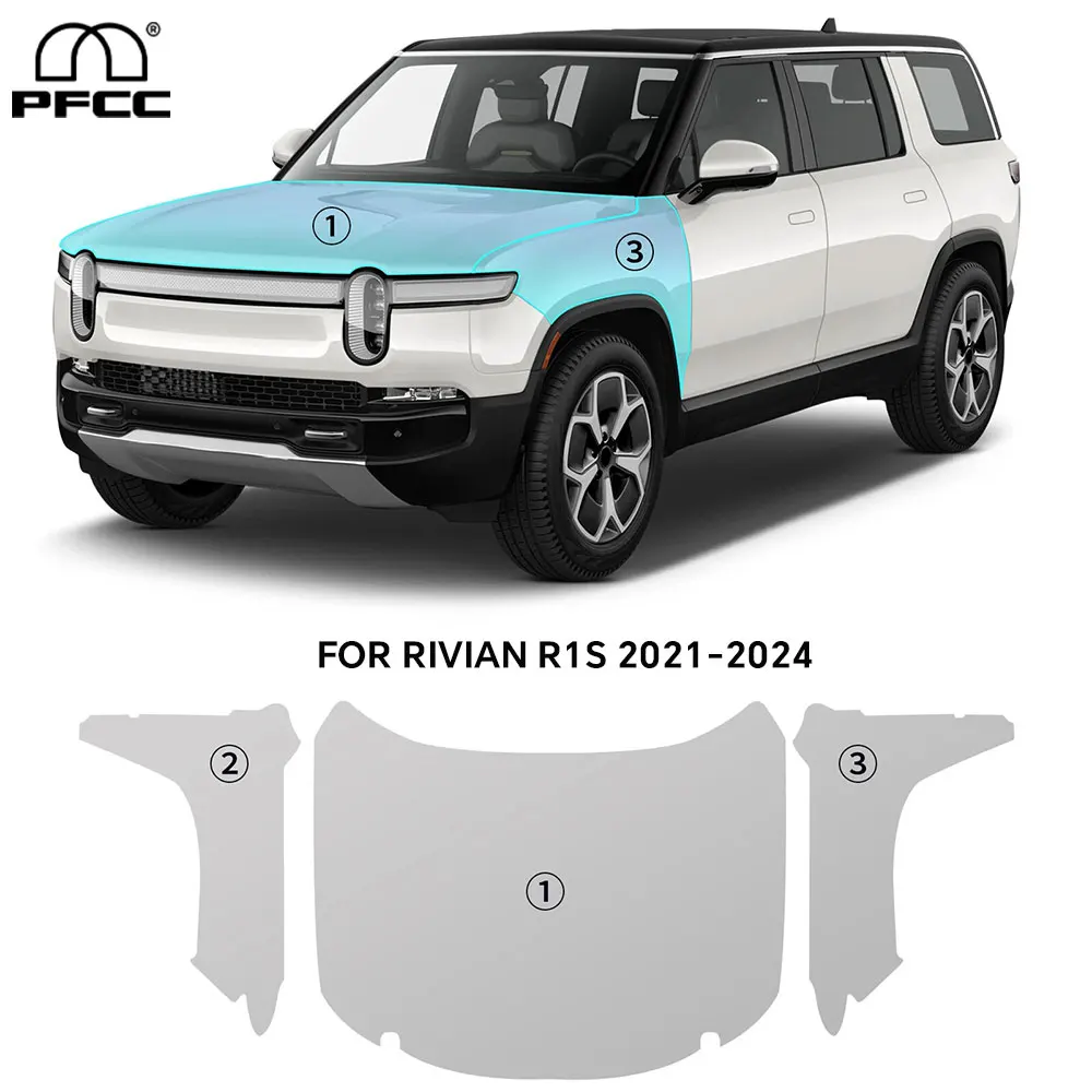 

Для Rivian R1S 2021-2024 капот, крыло, предварительно вырезанная защитная пленка для краски, прозрачная защитная пленка из ППФ, ТПУ, аксессуары против царапин, набор прозрачных наклеек