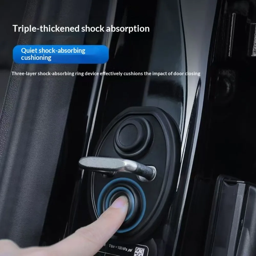Car Door Lock Cover Silicone Protection Pad Noise Reduction Shock Absorption Universal Lock Sleeve Easy Install