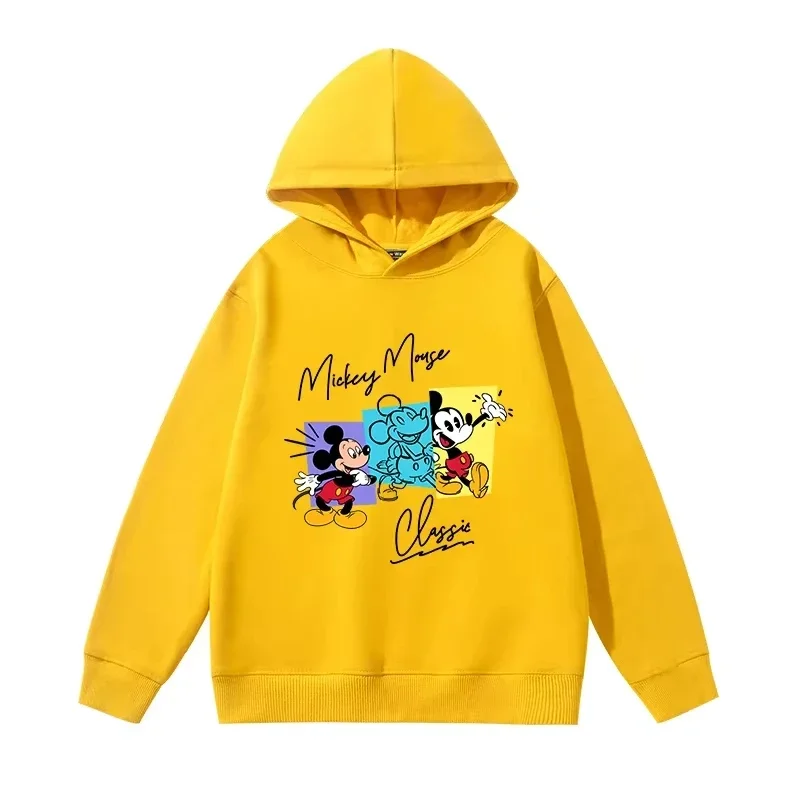 

Disney Children's Clothing Autumn and Winter Casual Hoodie Cute Mickey Mouse Cartoon Print Warm Hooded Sweatshirt