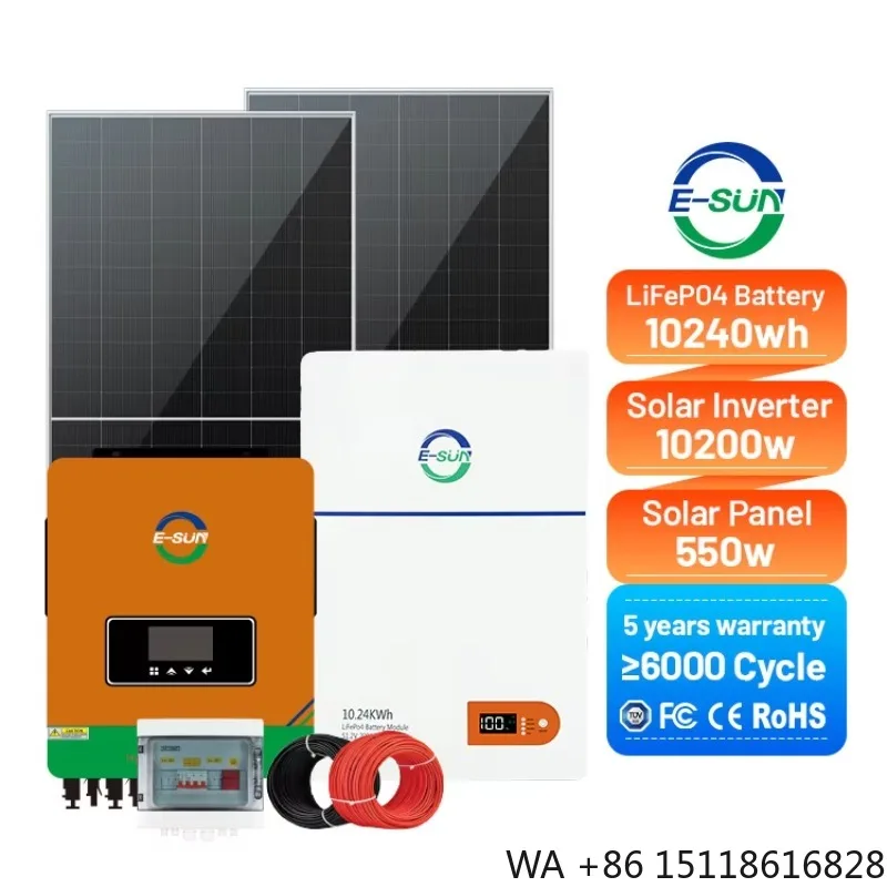 10.2kw Hybrid System Solar Kit 3Kw 5Kw 10Kw Off Grid Solar Power Energy System Home Storage 51.2V Lfp Battery Inverter