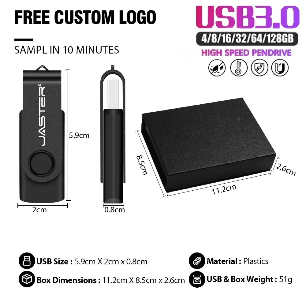 USB3.0 Plastic USB Flash Drive 128GB Free Custom Logo Memory Stick 64GB with Designs Pen Drive 32GB Business Gift USB Stick 16GB