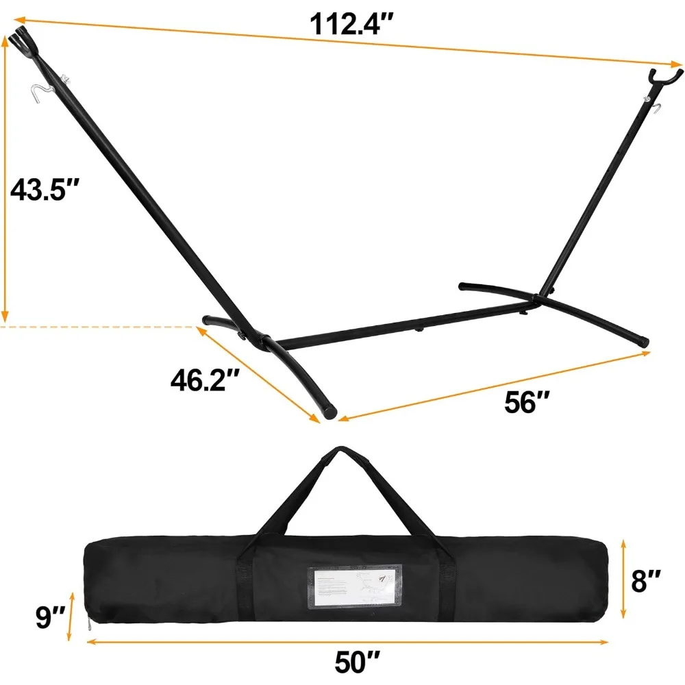 Draagbare 9ft Hangmatstandaard, Heavy Duty 2 Persoons 620 Lbs Capaciteit Stalen Hangmat Frame Met Draagbare Draagtas, Verstelbaar