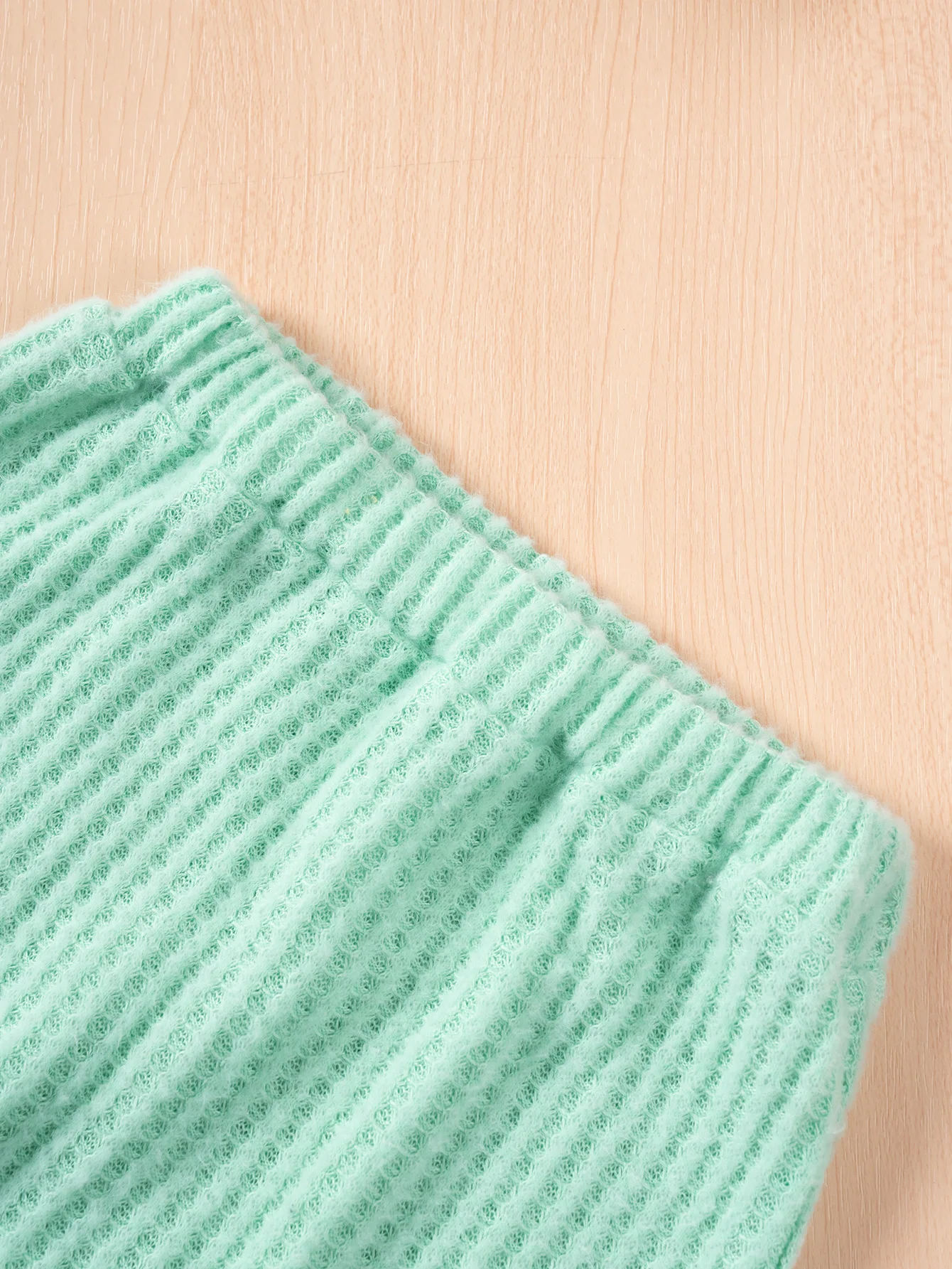 Herbst- und Winter-Set für Babys, Jungen und Mädchen, einfarbiges Oberteil mit langen Ärmeln und Rundhalsausschnitt, Hahnentritt-Muster, dazu lange Hose, süßes Outfit für Kinder im Alter von 1-3 Jahren. – Detail 4