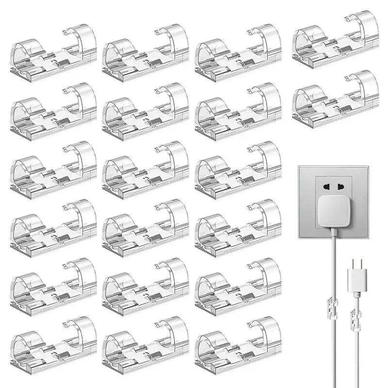 20 Pcs Cable Clips Organizer Drop Wire Holder Cord Management Self-Adhesive Cable Manager Fixed Clamp Wire Winder