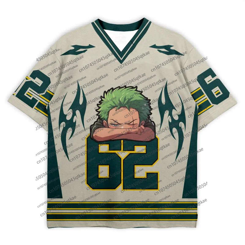 Koszulka piłkarska One Piece Monkey D. Luffy Anime 2025, letnia, oversize, oddychająca, vintage, modna, sportowa, Bandai, cosplay, T-shirt