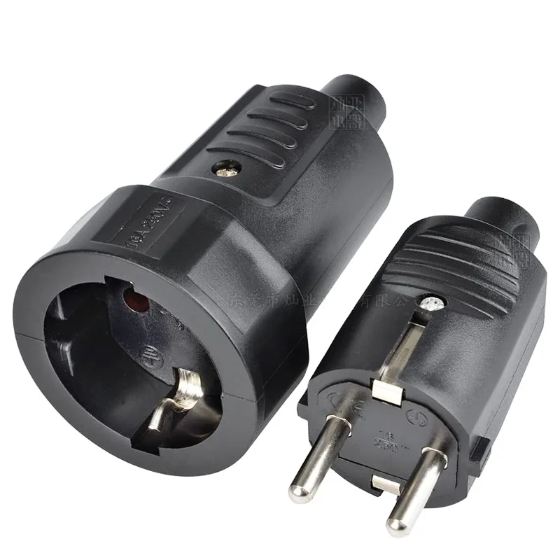 

250V 16A Male Female Assembly Receptacle connector french Russia Korea German EU Schuko power cord wired cable plug Socket