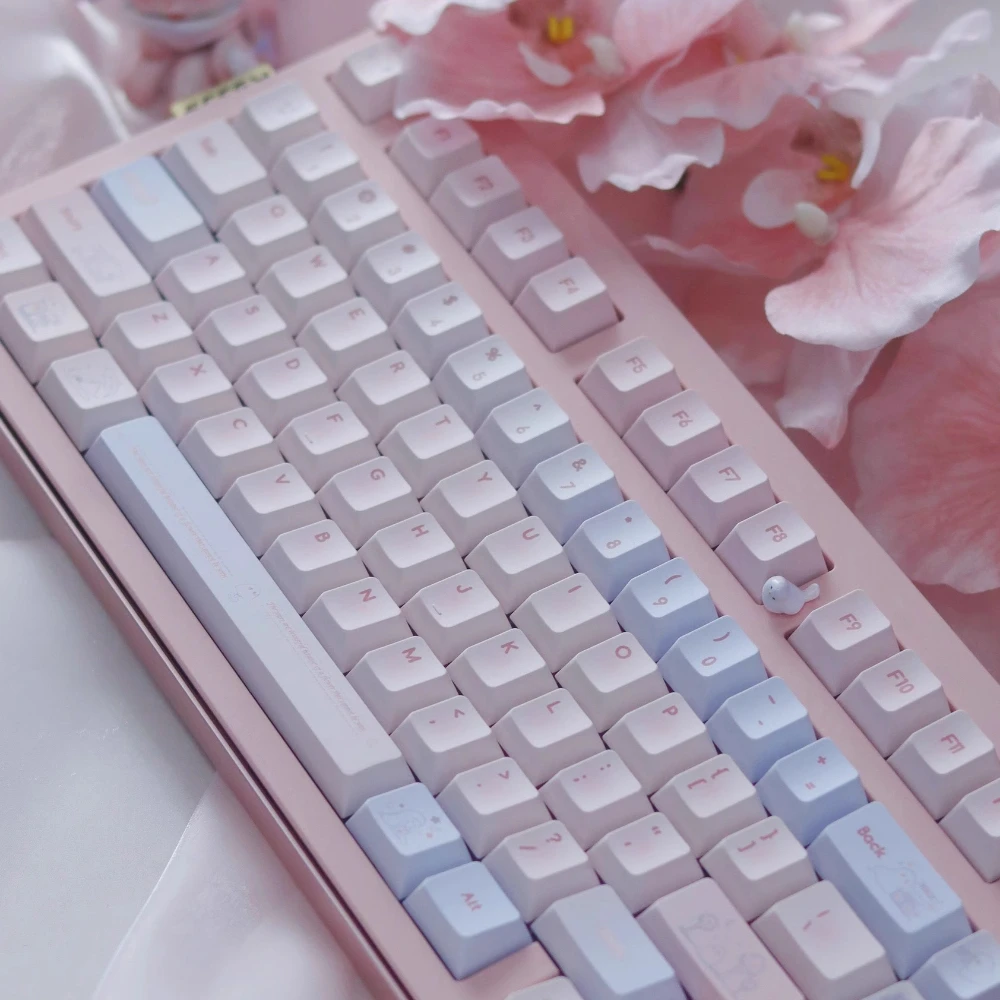 Ghost Vending Machine Keycaps Blush Pink Blue 144Keys Cherry Eoa Small Fresh 2.25/2.75/7U Space Bar Alice Iso Layout Keycaps