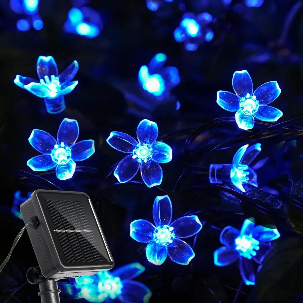 Solar Cherry Garden Flower LightsBattery-operated Garland Solar Outdoor Waterproof Lawn Pathway Christmas Decoration