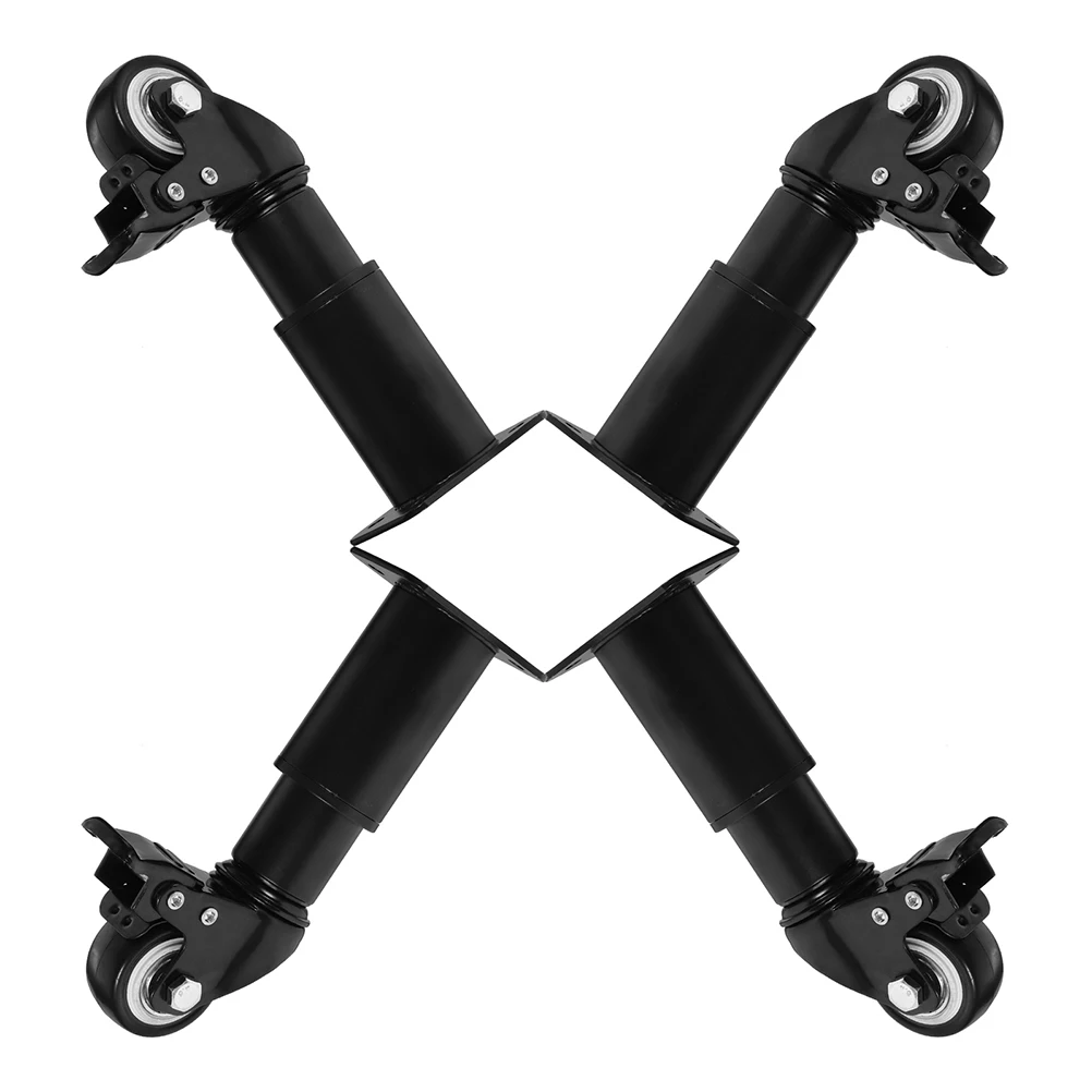 

4 Pcs Legs with Casters Adjustable Height Metal Wheels for Office Table Wheels Cabinet Desk Bed Sofa Coffee Table Black
