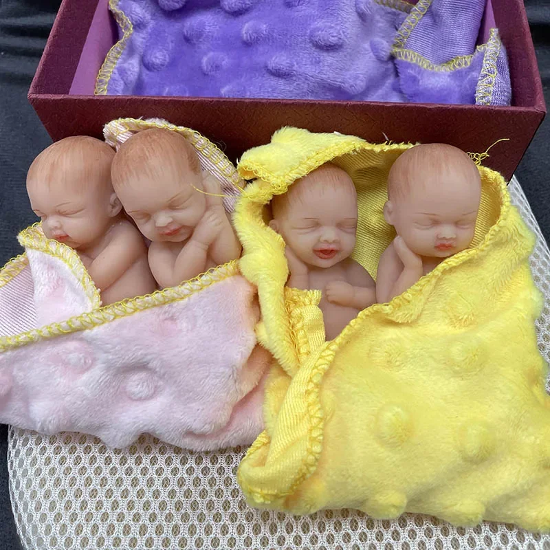 

3 дюйма, 4 шт./компл., милые силиконовые куклы для всего тела, реалистичные мягкие силиконовые мини-куклы для малышей, подарки на день рождения