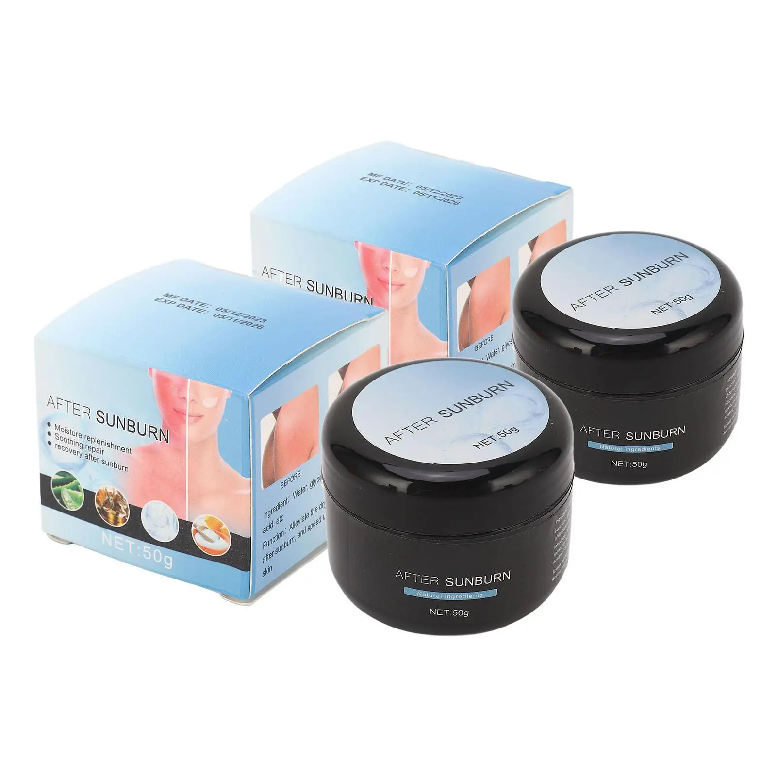 Crema para aliviar las quemaduras solares, 50g, hidratante de rápida absorción para pieles secas y dañadas, cuidado nutritivo después del sol