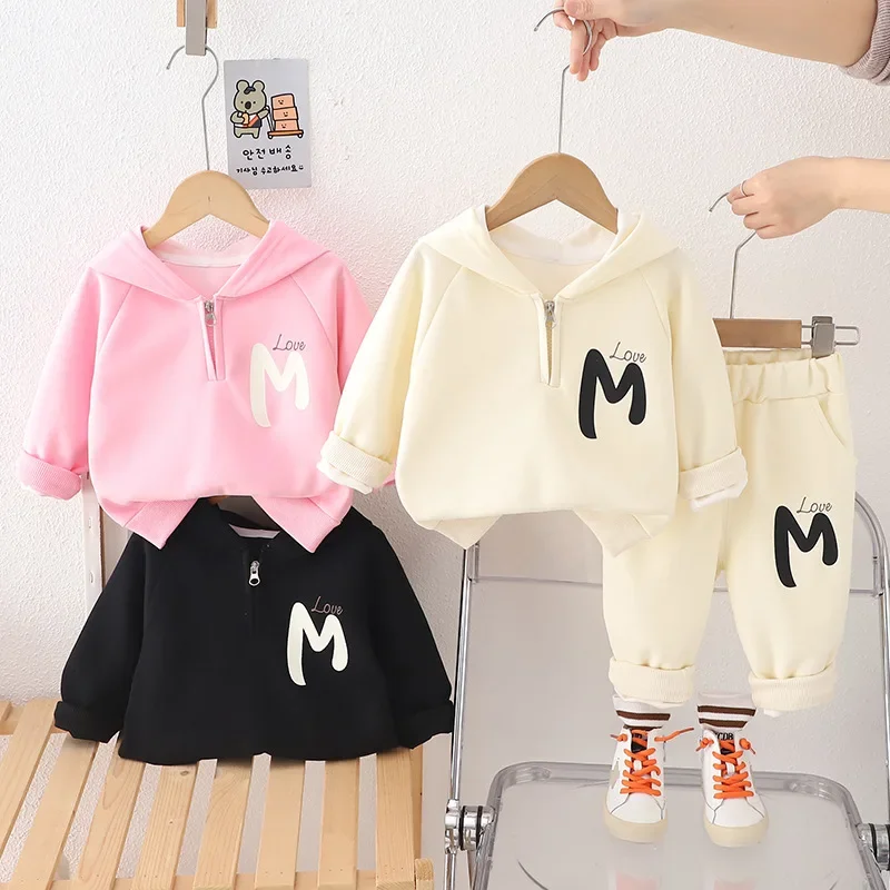 

Spring Fashionable Children's Outfit Set for Girls Long Sleeve Hooded Two-Piece Suit Baby Clothes Stylish Trendy Kids Spring Aut