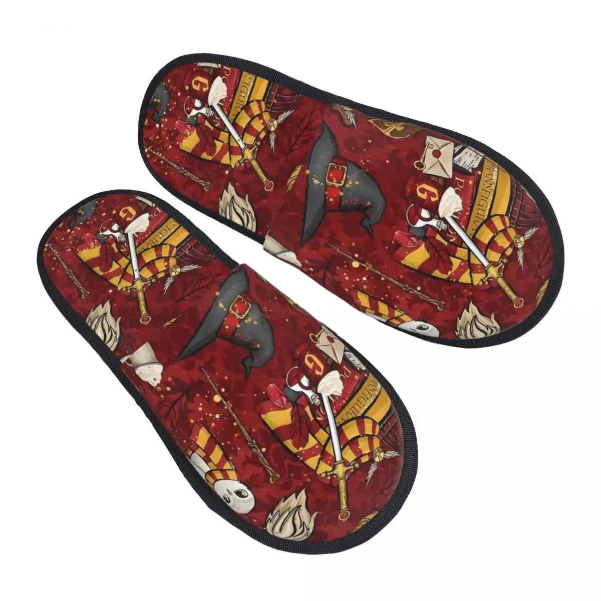 Zapatillas de casa de espuma viscoelástica suave H-Harrys personalizadas, zapatilla de suela antideslizante cálida y acogedora para escuela de magia para mujer