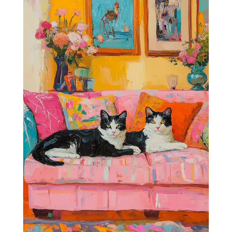 

GATYZTORY Paint By Number Sofa Cat Drawing On Canvas HandPainted Art Gift DIY Pictures By Number Animal Kits Home Decor