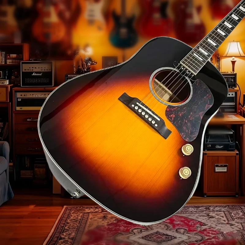 

Подарок на Новый год, бесплатная доставка, фиксированный мост, однотонная акустическая гитара, ольха, дерево, красное дерево J160