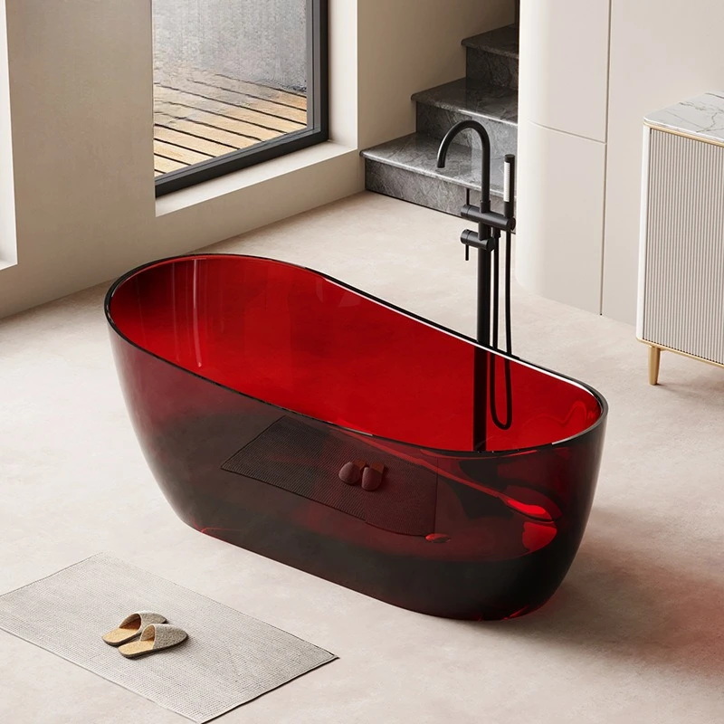 

Oval transparent bathtub simple light luxury fashion integrated pure resin