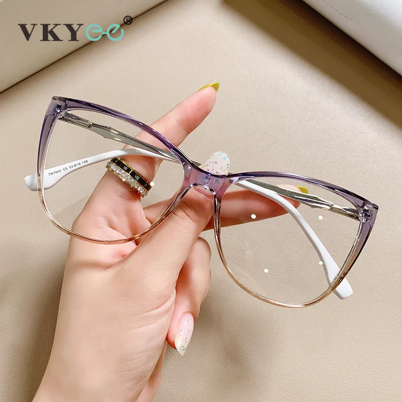 VICKY New Simple Fashion Cat's Eye Personalized Design Women's Anti-Blue Light Reading Glasses Customizable Prescription 7840