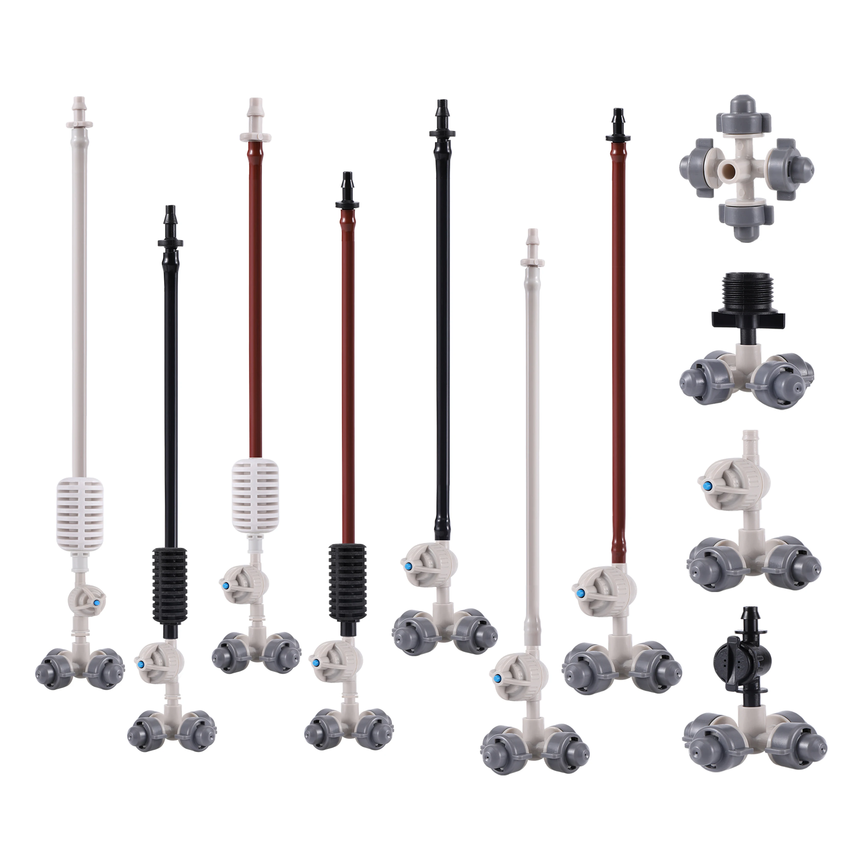 4/7mm Hanging Irrigation Cross Atomizing Nozzle, Drip Irrigation Garden Greenhouse Indoor Humidifier with Valve Anti-Drip Nozzle