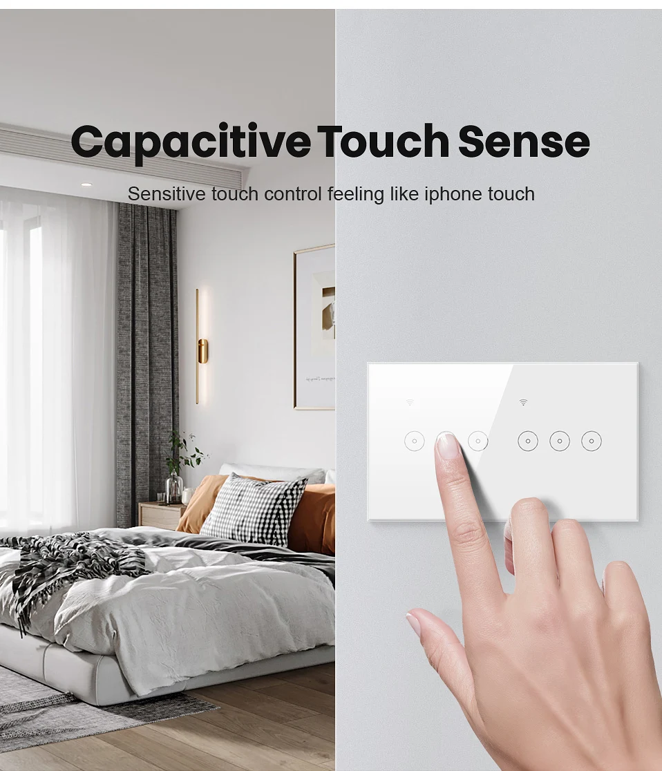 AVATTO WiFi Smart Wall Light Switch 4/5/6 Gang Tuya Touch Switch RF433 Wireless Remote Control Voice Control Alexa Google Home