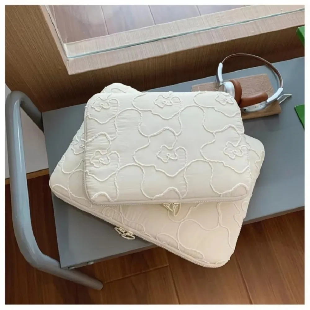 

11/14 Inch Laptop Bag Soft Embroidery Flower Tablet Sleeve Case Shockproof Large Capacity for MacBook/iPad/DELL