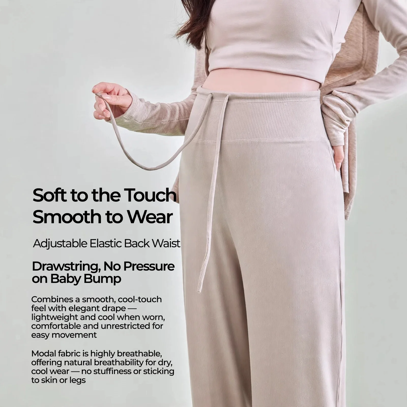 Maternity Pants High Waist Wide Leg Belly Support Pregnant Women Thin Summer Spring Sweet Fresh Versatile Casual Daily Polyester