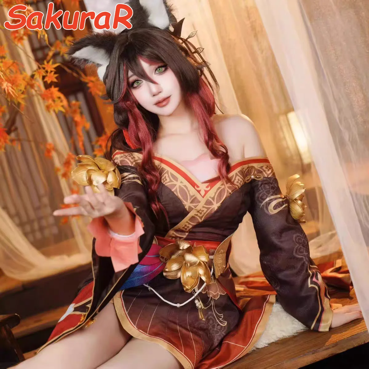 

Fugue Cosplay Costume Game Honkai:Star Rail Sakura-R Honkai Women Costume Tingyun Fugue Cosplay Ears Tail Christmas