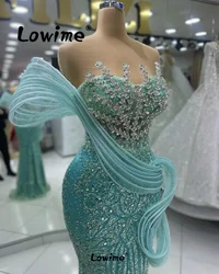 Mint Green Aso Ebi Crystals Mermaid Prom Dress Off The Shoulder Mermaid Long Wedding Party Dresses 2024 Elegant Evening Gowns