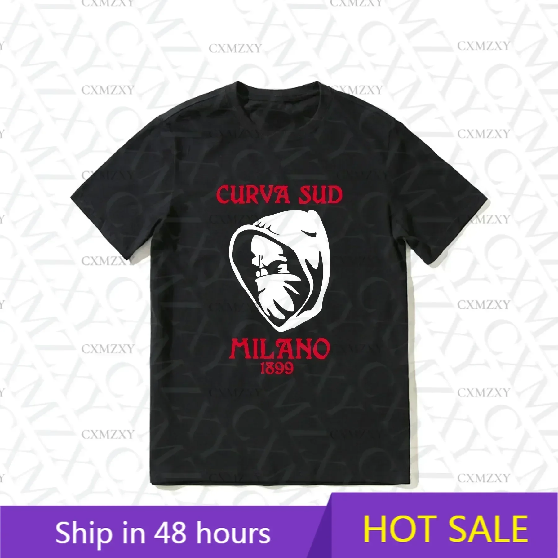 2025 Hot Sale Summer 100% Cotton Curva Sud Milan 1899 Black T Shirt Men Short Sleeves Cool Tee Hip Hop Streetwear T-shirt