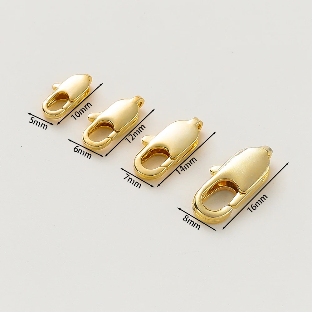 10Pcs 14K/18K Gold Plated Brass Lobster Clasps Chain Connectors for DIY Bracelets Necklace Handmade Jewelry Making Supplies