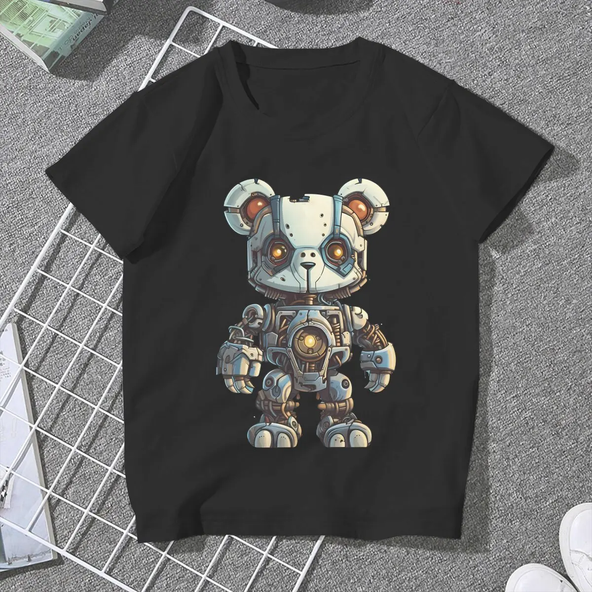 Hip Hop TShirt For Women Teddy Robot Y2k Tops Harajuku Ladies Polyester T Shirt Basic Summer