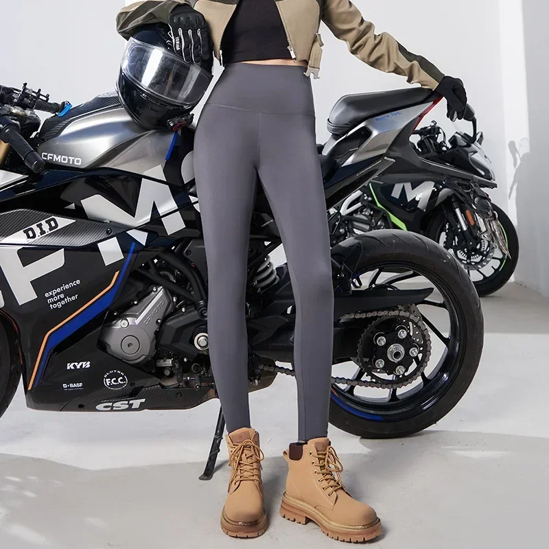 

Women's Motorcycle Tights Autumn Winter Brushed Warm Motorcycle Pants Leggings High Waist Tightening Tummy Lifting Buttocks