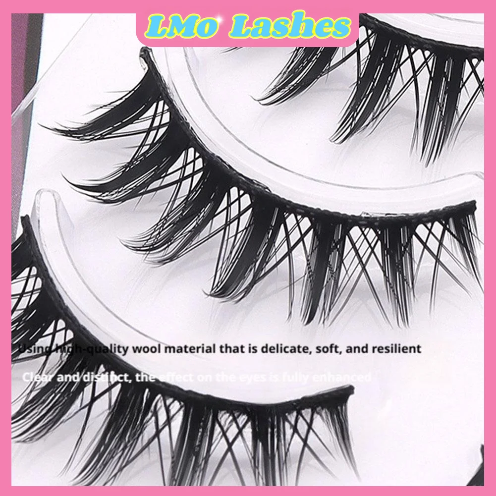 الكورية 5 أزواج أسود كامل قطاع جلدة نظرة طبيعية Wispy رقيق رقيقة الفرقة أنيمي الشيطان الصغير مانغا جلدة ماكياج