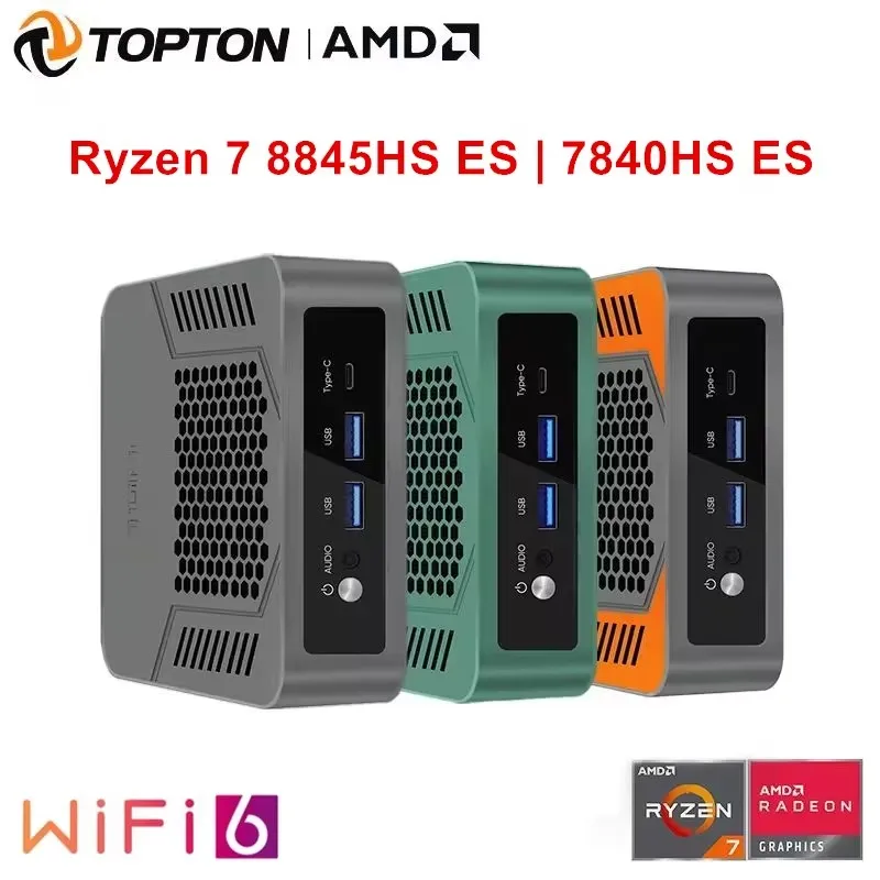 2025 Topton Solid Gaming Mini Computer AMD Ryzen 9 7940HS ES R7 8845HS ES USB4.0 Dual LAN 2xDDR5 Windows11 Pro Nuc Mini PC WiFi6