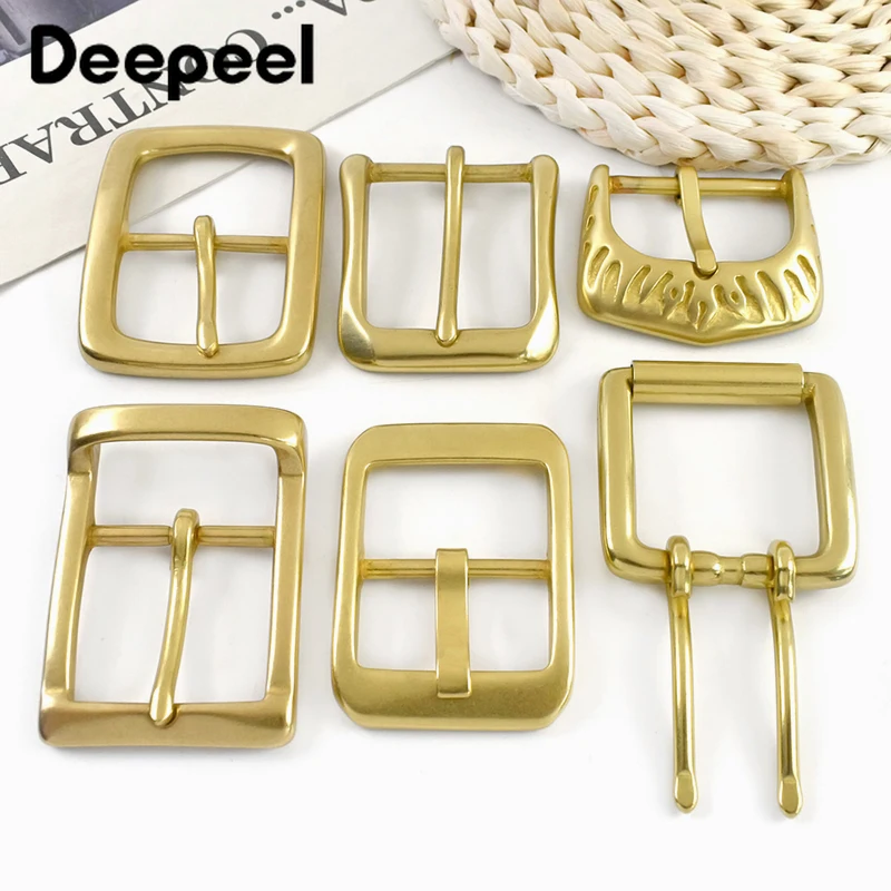 1Pc 30-45mm Solid Brass Belt Buckles Pure Copper Men Belts Pin Buckle Jeans Waistband Clasp DIY Leather Crafts Accessories