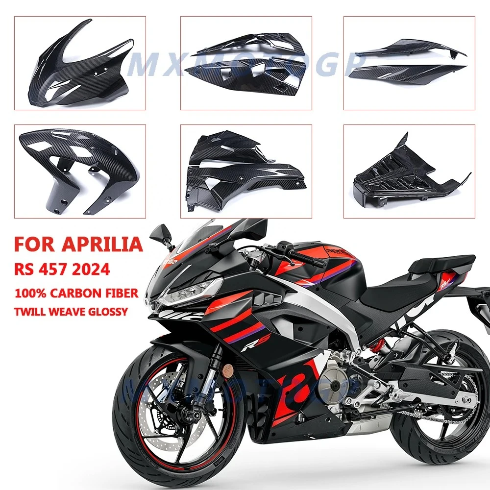 

For Aprilia RS 457 RS457 2024 2025 100% Carbon Fiber Side Panels Rear Fender Front Fairings Motorcycle Accessories