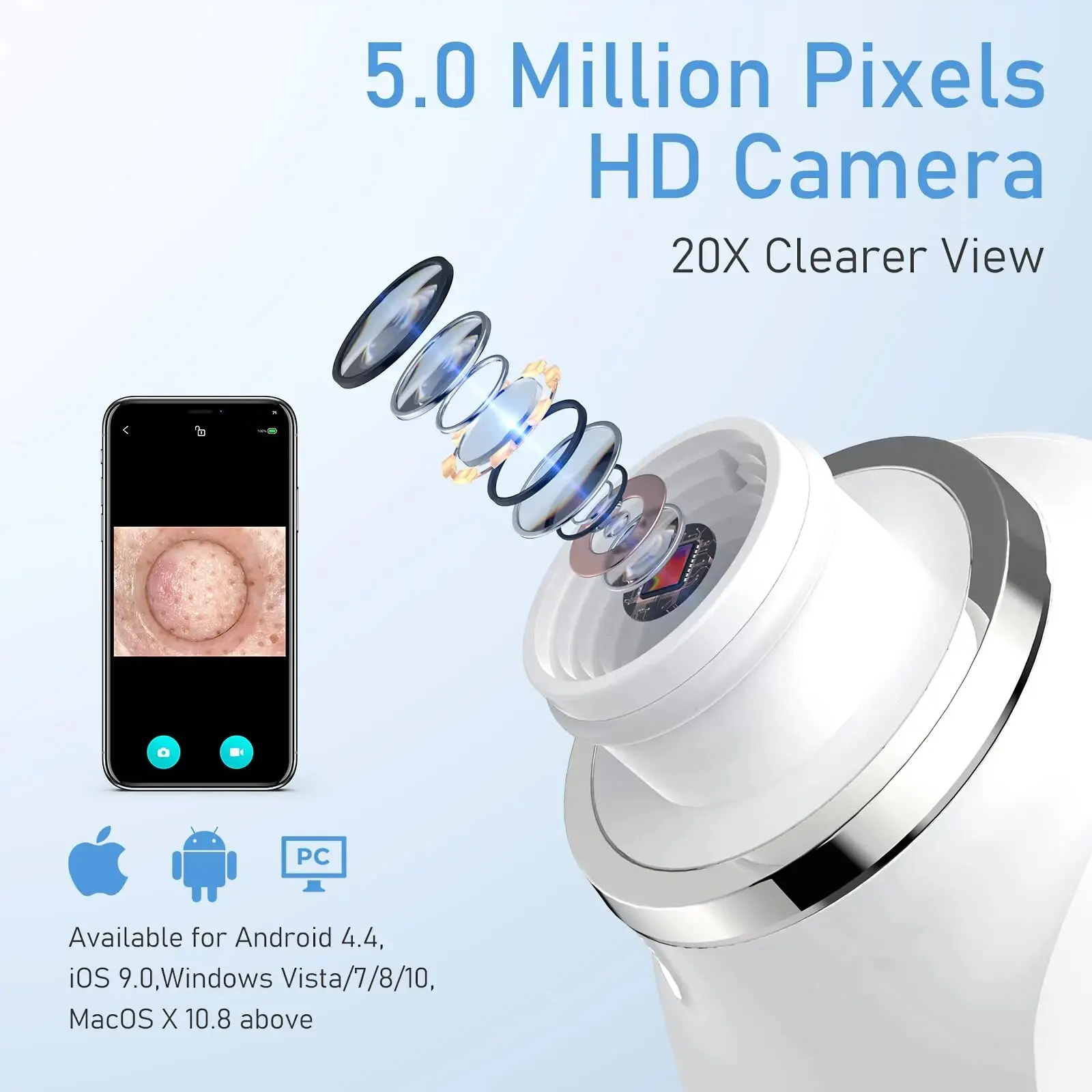 WiFi visuelle elektrische Mitesser Entferner 3 Ebenen Saug Vakuum Akne Poren reiniger schwarze Punkte Extraktor Gesichts Tiefen reinigung Haut