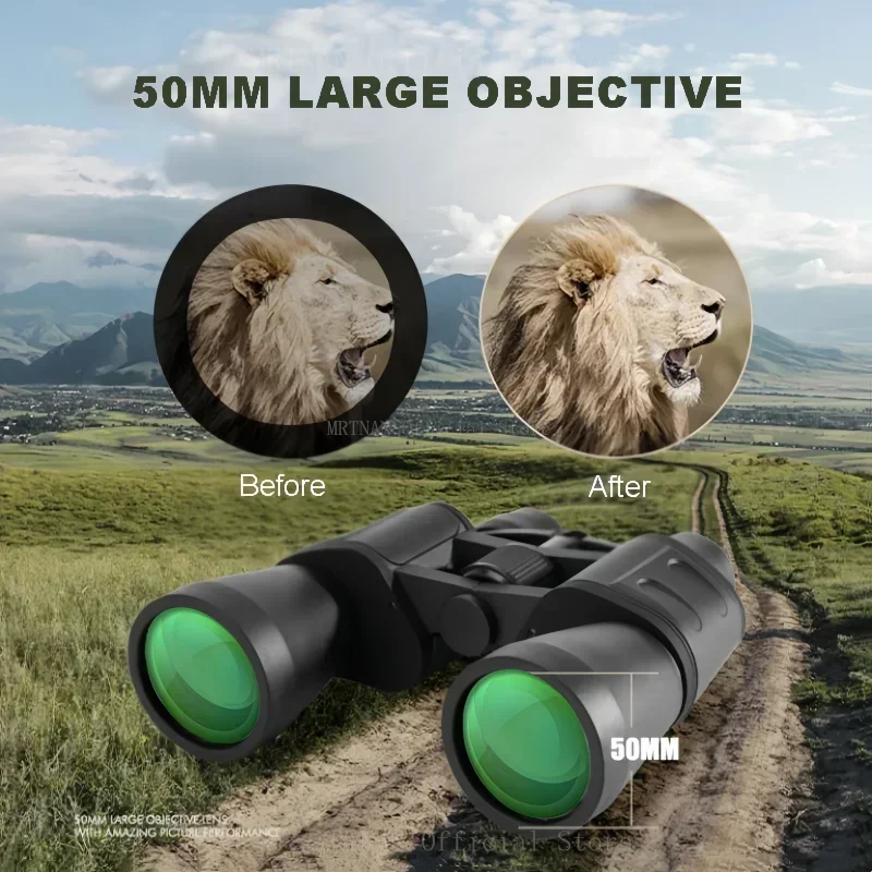 

20x50 Мощный бинокль дальнего действия Zoom HD BAK4-Prism Профессиональный телескоп с большим увеличением для охоты и туризма