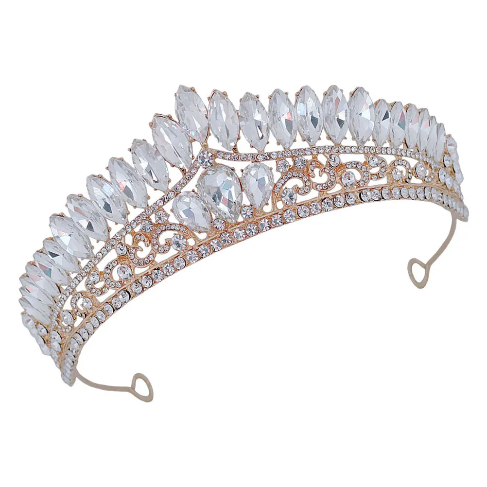 

Bridal Tiara Crown Rhinestone Headpiece Fashionable Wedding Bridal Crown Headband Comfortable Metal Material Multi Occasion