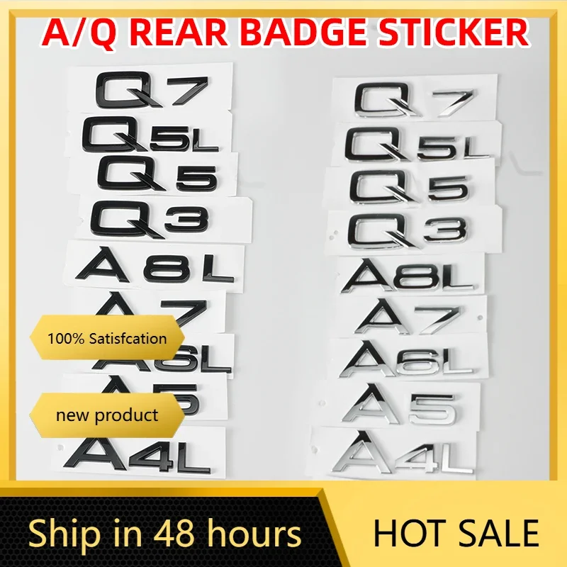 

*3D Letters Numbers Emblem for Audi A3 A4 A5 A6 A7 A8 Q2 Q3 Q5 Q7 Car Trunk Lid Nameplate Badge Logo Sticker Chrome Glossy Black