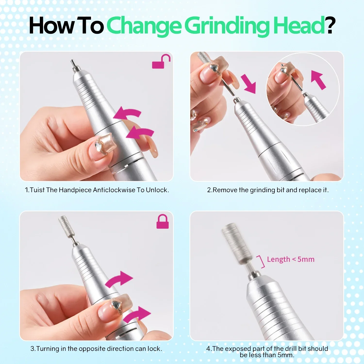 45000RPM Electric Nail Drill Machine With LCD Display Rechargeable Nail File Nails Accessories Gel Nail Polish Sander Low Noise