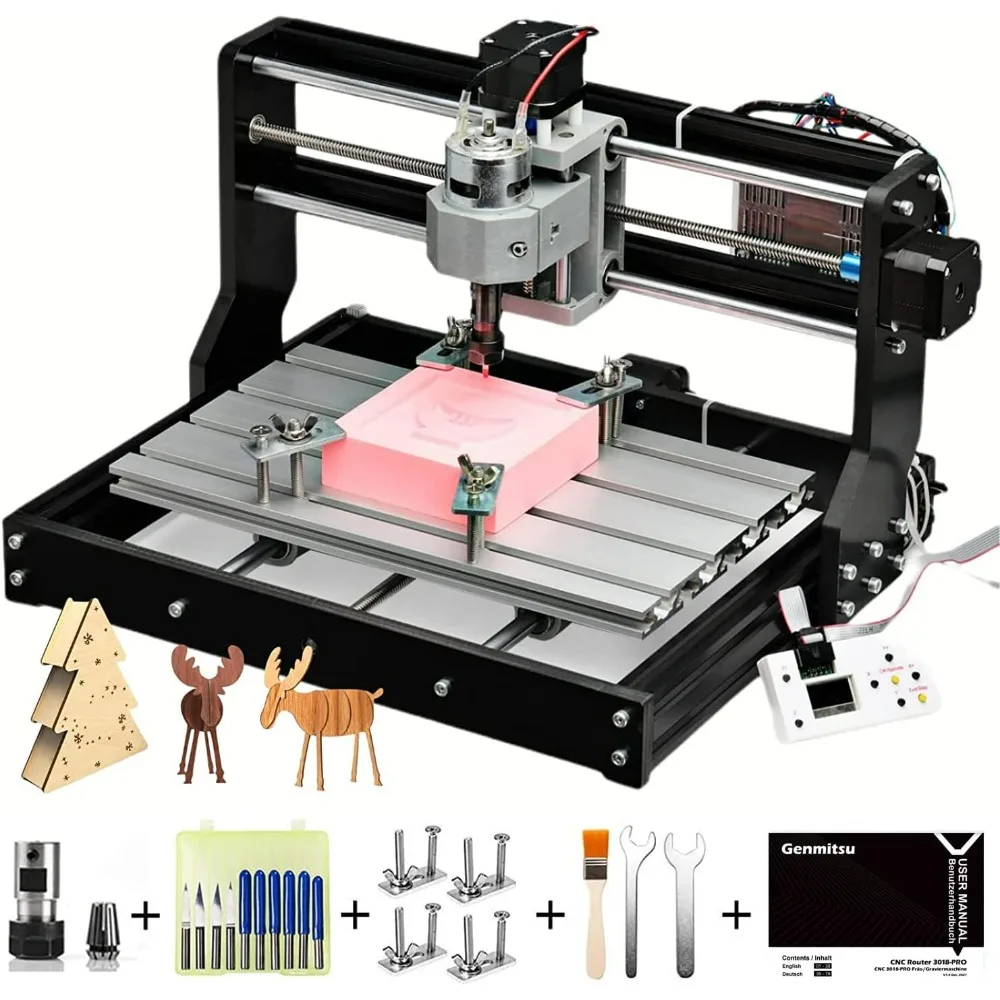 

Router Kit GRBL Control 3 Axis Plastic Acrylic PCB PVC Wood Carving Milling Engraving Machine, XYZ Working Area 300x180x45mm