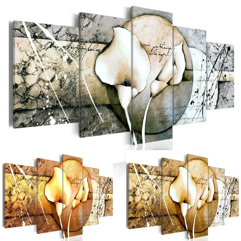 5 Panel Combined Calla Lily Flower diamond embroidery full square/round diamond painting cross stitch kits 5D mosaic home decor