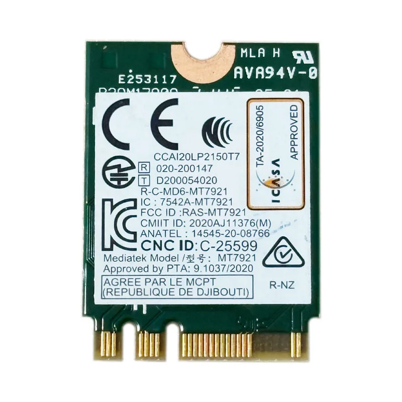 Wi-Fi 6   MT7921 wifi 6 1800M Bluetooth 5.2 wireless WIFI network card NGFF m.2 support windows10 / 11 MT7921k