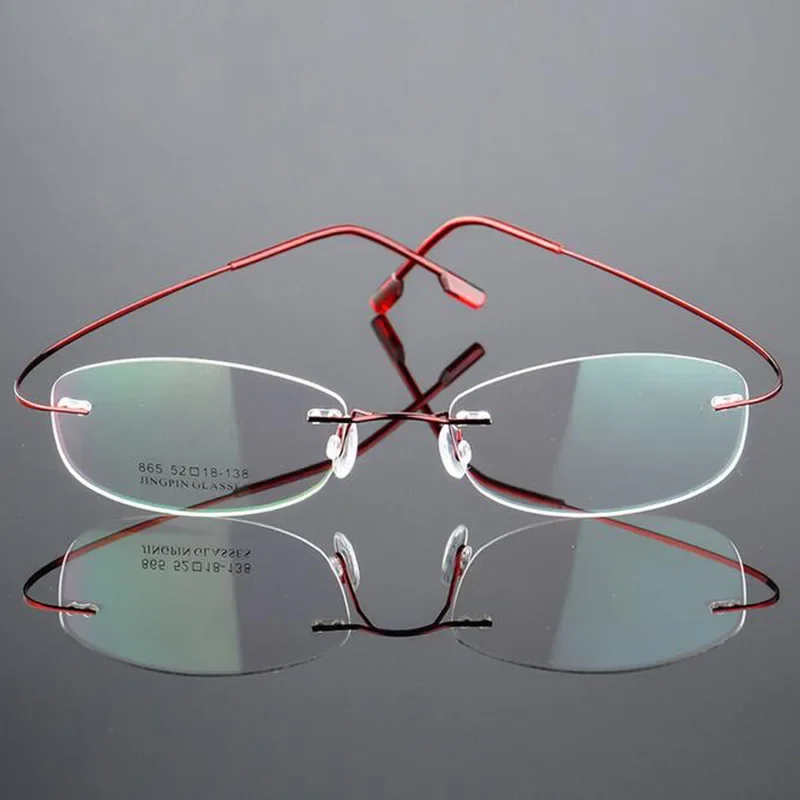 

Anti Blue Light Titanium Alloy Framless Oval Myopia Glasses With Case Rimless Prescription Lady Eyeglasses 0 -0.5 -0.75 To -6.0