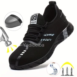 Men Steel Toe Safety Work Boots Breathable Lightweight Indestructible Construction Working Shoes Puncture-Proof Male Sneakers