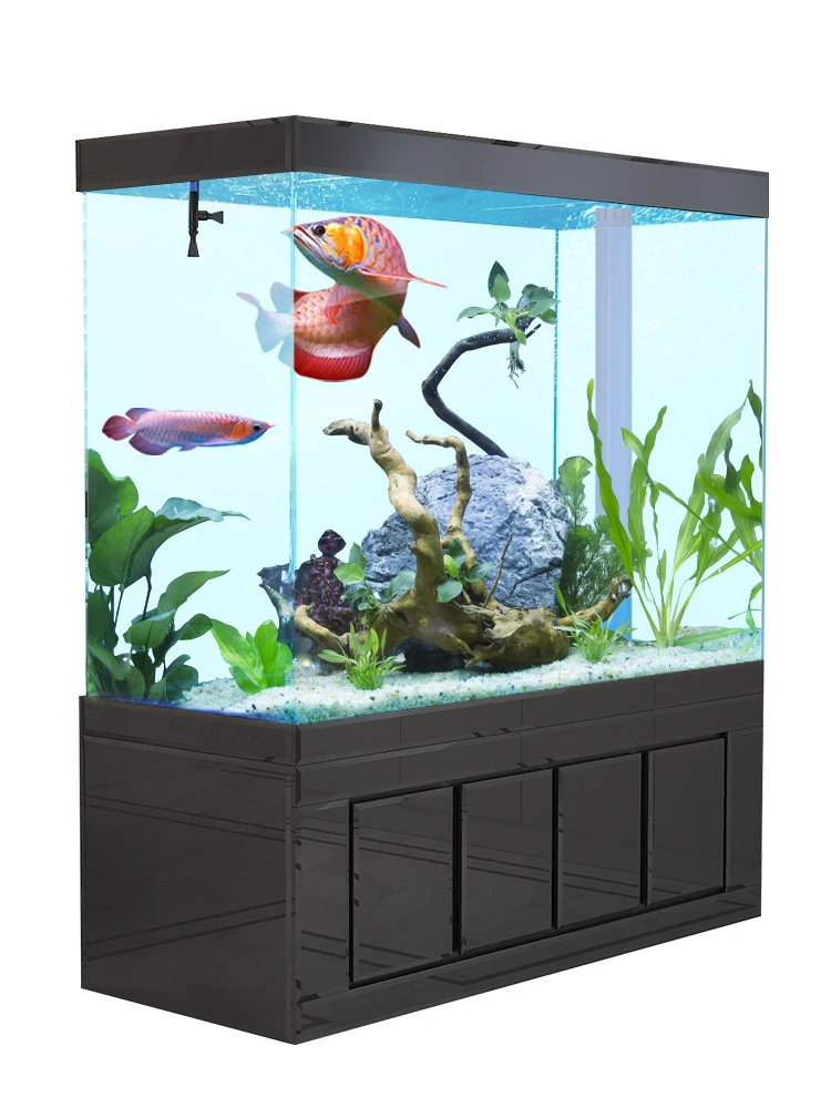 Large aquarium partition wall, floor to floor filtration, no water exchange, ecological ultra white glass goldfish tank