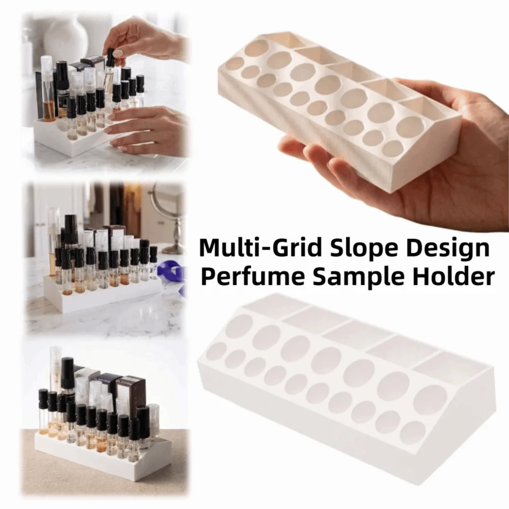 Multi-Grid Sample Holder 3D Printed Slope Design Mini Fragrance Vial Display Storage Rack Modern Portable