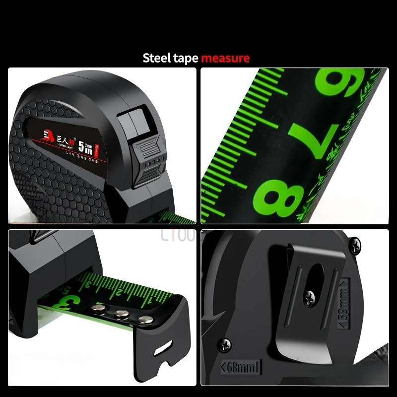 

3/5/7.5/10M Engineering Steel Tape Measure Wear Resistant Fluorescent Carbon Steel Tape Thickened Anti Drop Ruler Measuring Tool