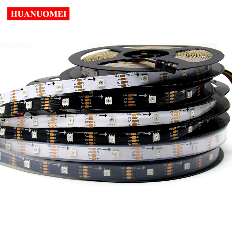 5V 32LEDs/M HD107S Digital LED Strip APA102 Flexible Tape TV Lamp APA107 Addressable Sign 5050 SMD RGB Pixel Lights Decoration